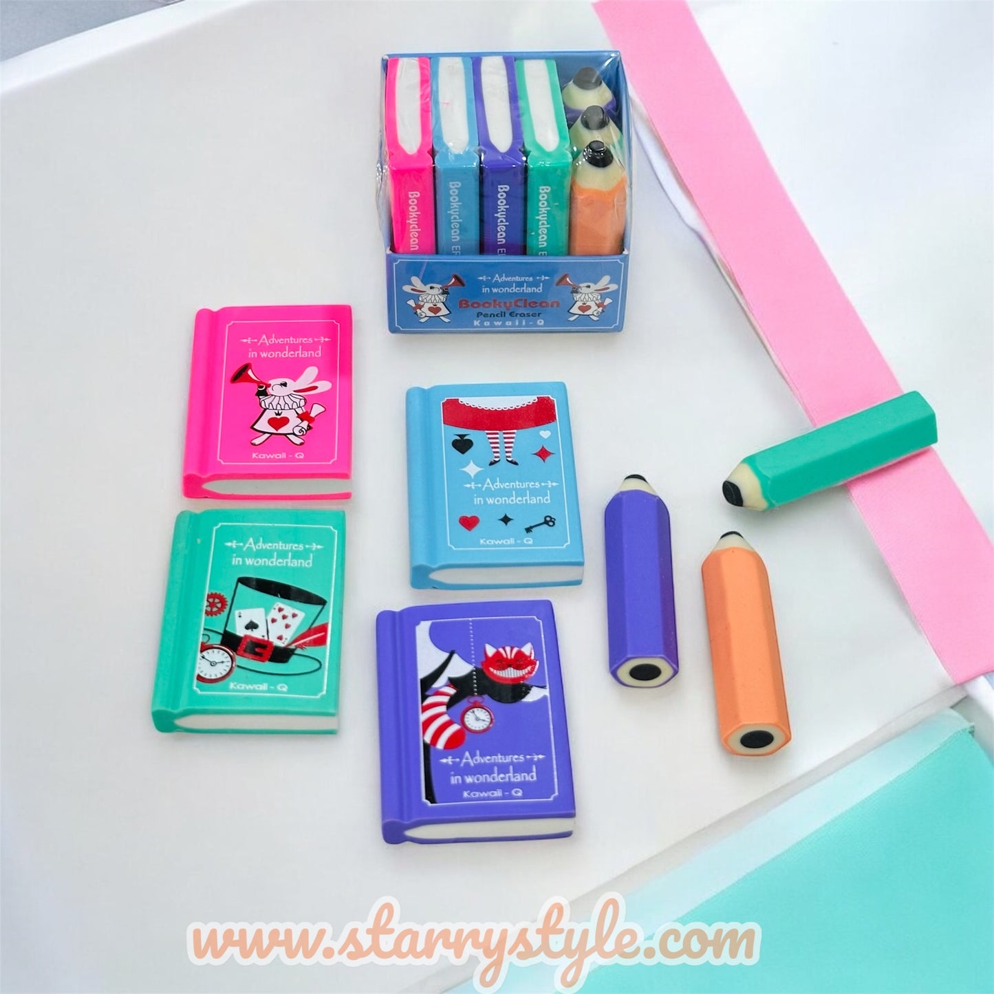 Bookshelf With Pencils Eraser