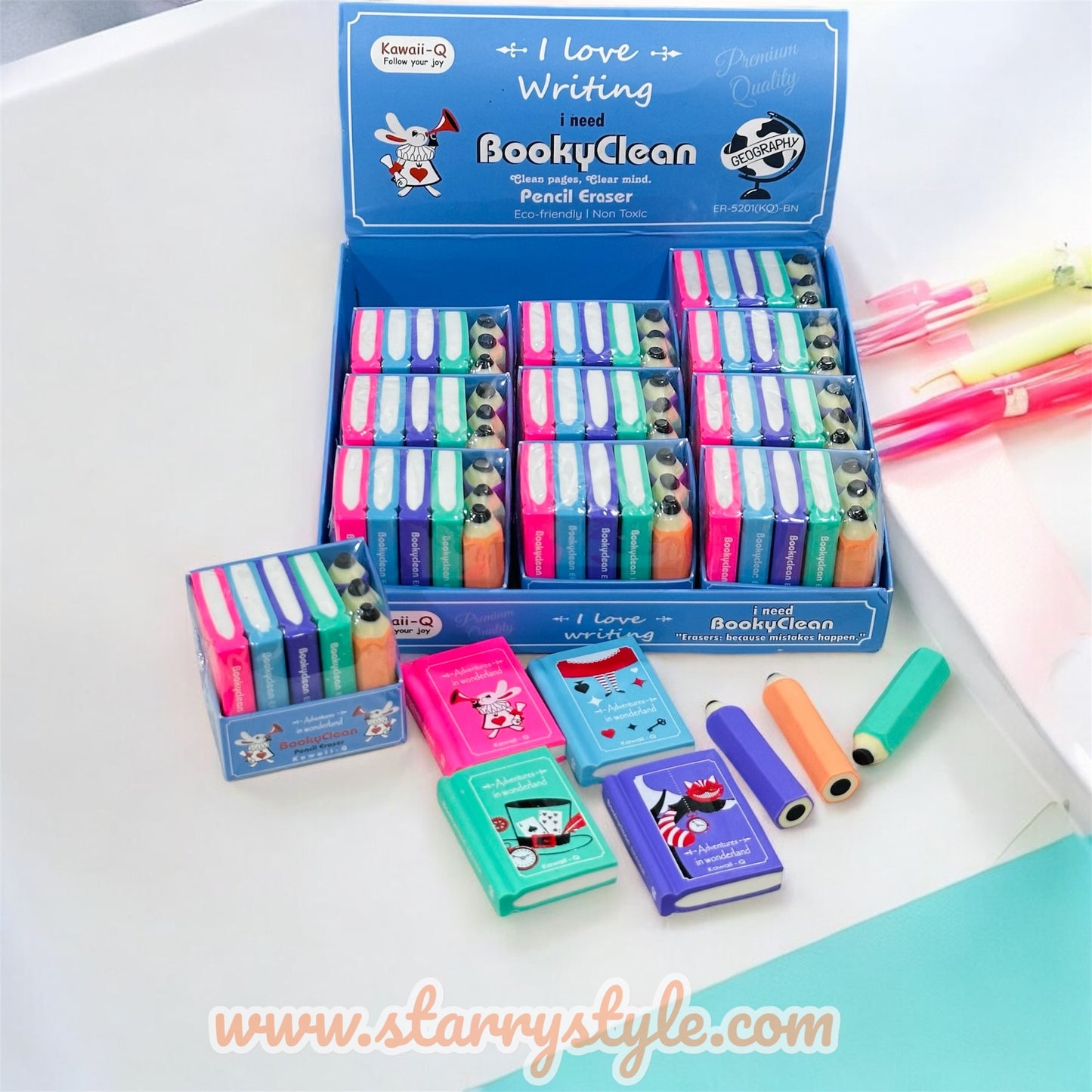 Bookshelf With Pencils Eraser