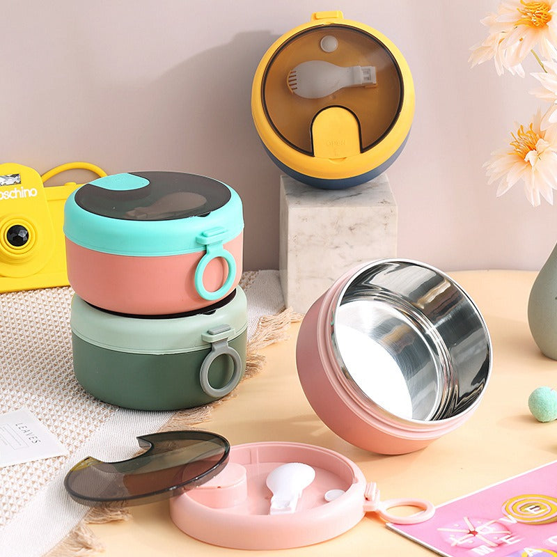 (488-9) 900ML S.S INS LEAKPROOF BOWL WITH FOLDABLE SPOON