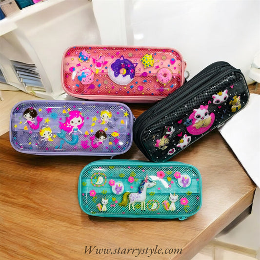 3D Hard Case Double Chain Pencil Pouch- Blister Packing || Spacious