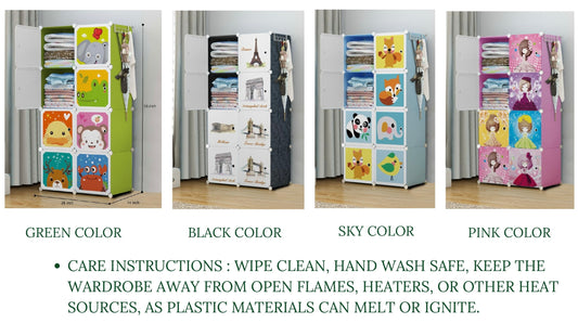 Children’s Plastic Wardrobe – Multi-Design Storage Organizer || 8 Doors